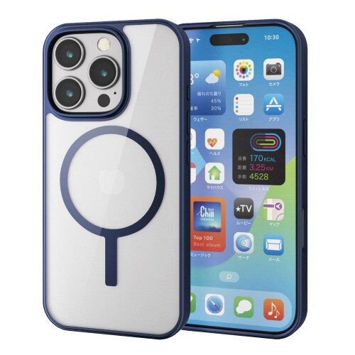 iPhone16Proケース衝撃吸収紺