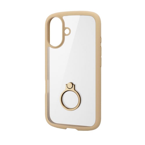 iPhone16ケース衝撃吸収リング付カフェオレ