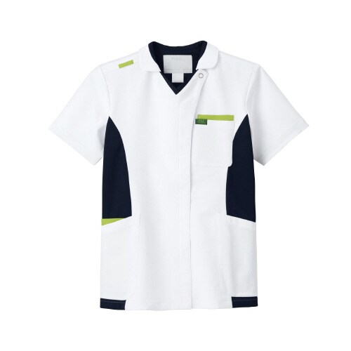 男女兼用スクラブ ホワイト ライム M