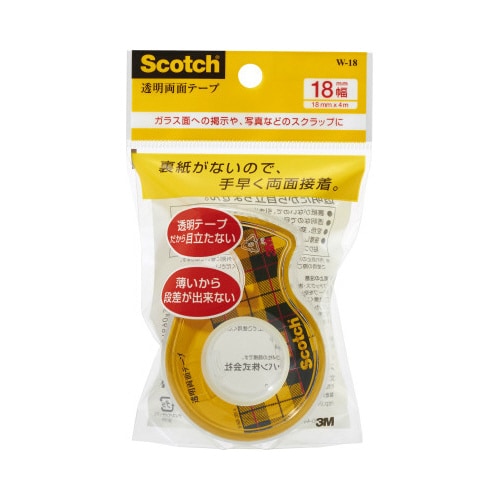 透明両面テープ 小巻 カッター付 幅18mmx24