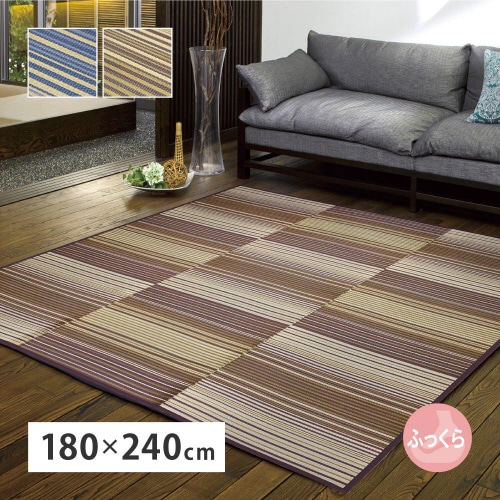 収納簡単 い草ふっくらラグ 若竹