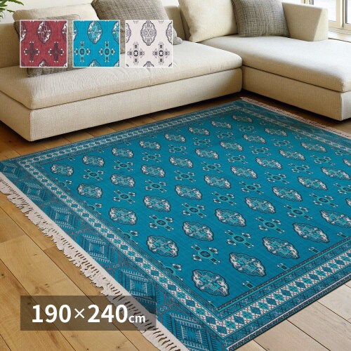 アンティーク絨毯風プリントラグ トルクメン