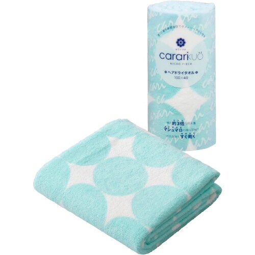 carariヘアドライタオル サークルブルー×2