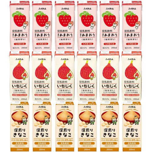 ふくれん 豆乳飲料3種各6本 ああおいちじくきなこ