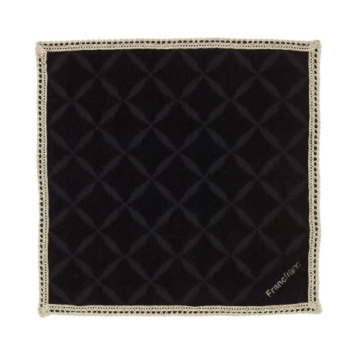 キルト×レース ハンカチ ブラック×4