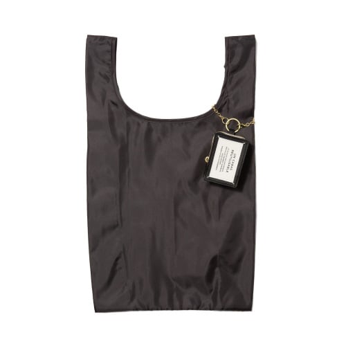 バッグチャームエコバッグ タイポ ブラック×6