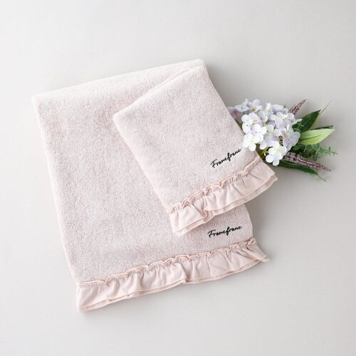 フリルフェイスタオル ピンク×2