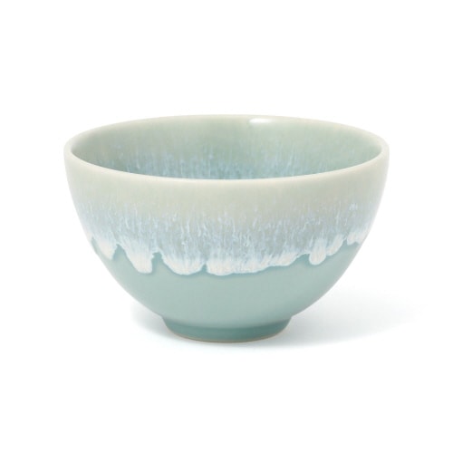 美濃焼 飯碗 流し グリーン×3