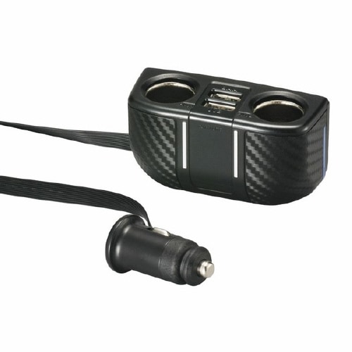 ソケット2連フラットコード付 2USB2.4A