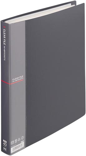 クリアファイルA4縦40Pダークグレー