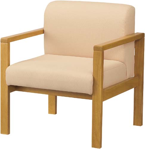 カウネット木製応接ソファ 1人掛 布ベージュ