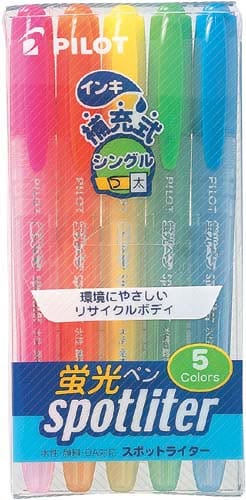 蛍光マーカー スポットライター 5色セット