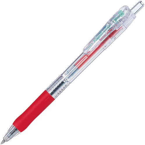 ノック式 タプリクリップボールペン 0.4mm 赤