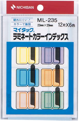 マイタックラベル ラミネートカラー6色 72片入