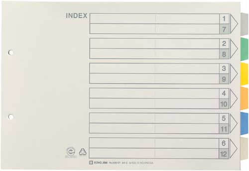 カラーインデックス A4横 6山 10組