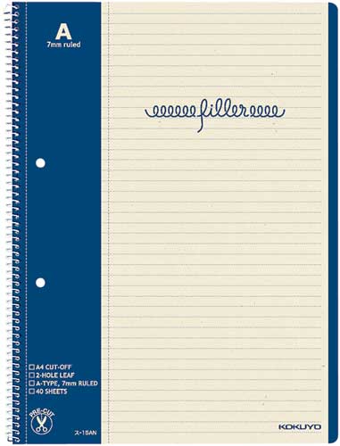 フィラーノート A4 A罫マージン罫入40枚 5冊