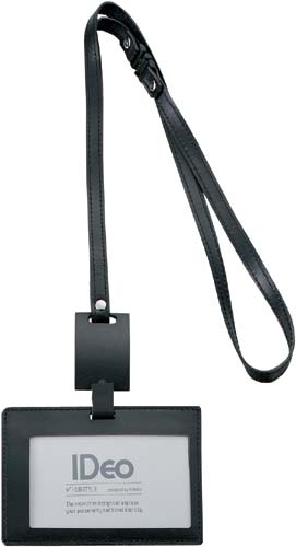 吊下げ名札革製名刺IDカード用ヨコ型黒3個パック