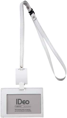 吊下げ名札IDeo革製 名刺IDカード用ヨコ型 白