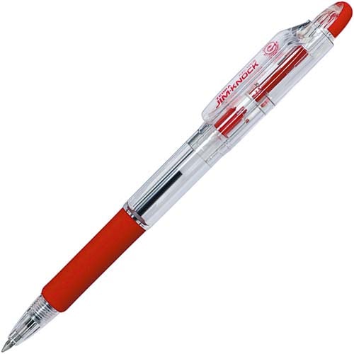 ノック式ボールペン ジムノック0.7mm 赤10本