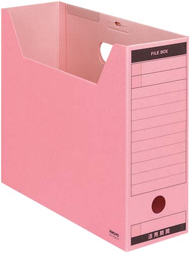 ファイルボックス Bタイプフタ付 A4横 桃 5個