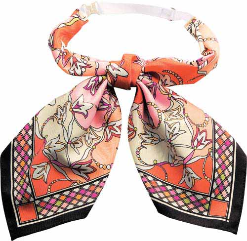 スカーフ風リボン ベルト止め オレンジ