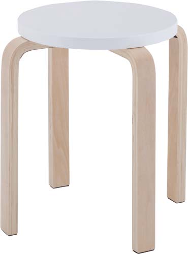 木製ラウンドスツール ホワイト 4脚セット