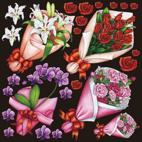 デコレーションシール フラワー6309