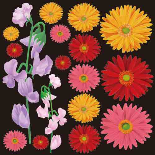 デコレーションシール フラワー6374