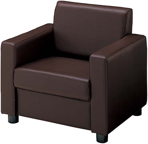 ベーシス応接ソファ 1人掛 エコレザーDBR