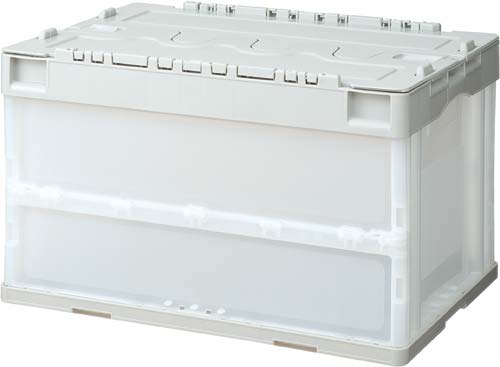折りたたみコンテナフタ一体型 50Lグレー15個入