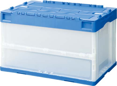 折りたたみコンテナフタ一体型 50Lブルー