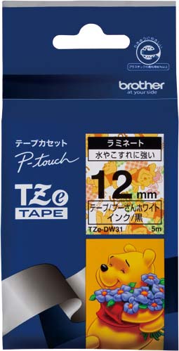ピータッチTZeテーププーさんホワイト 12mm幅