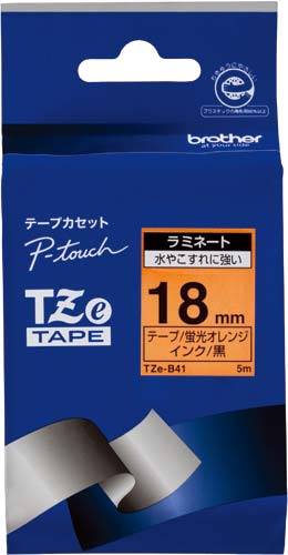 ピータッチTZeテープ蛍光オレンジ黒文字18mm幅