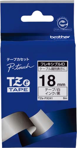 ピータッチTZeフレキシブルID白黒文字18mm幅