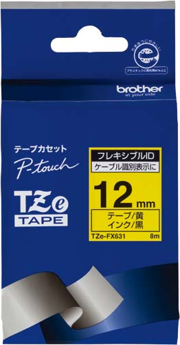 ピータッチTZeフレキシブルID黄黒文字12mm幅