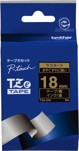 ピータッチTZeテープ 黒 金文字 18mm幅