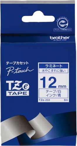 ピータッチTZeテープ 白 青文字 12mm幅