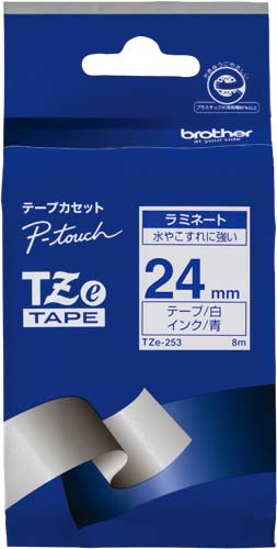 ピータッチTZeテープ 白 青文字 24mm幅