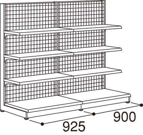 YF什器(メッシュ)片面2連 H1350D400