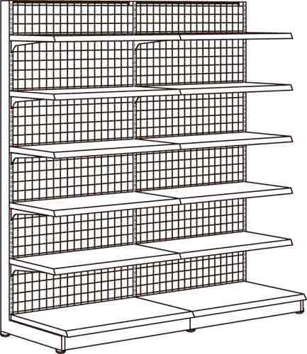 YF什器(メッシュ)片面2連 H1800D400