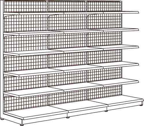 YF什器(メッシュ)片面3連 H1800D400