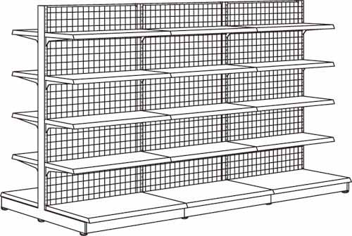 YF什器(メッシュ)両面3連 H1500D400