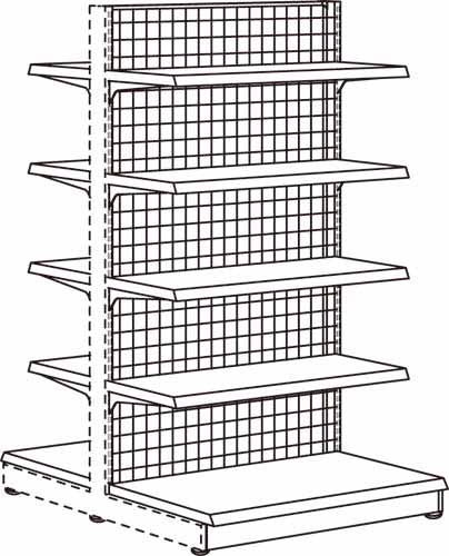 YF什器(メッシュ)両面増連 H1500D400