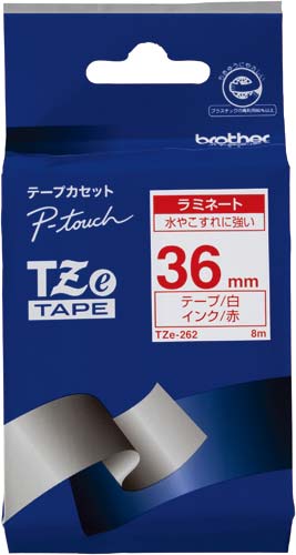 ピータッチTZeテープ 白 赤文字 36mm幅