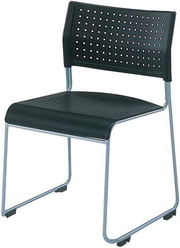 スタッキングチェア 背座樹脂ブラック 4脚セット