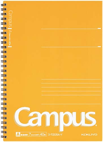 ツインリングノート6号セミB5普通横罫40枚黄5冊