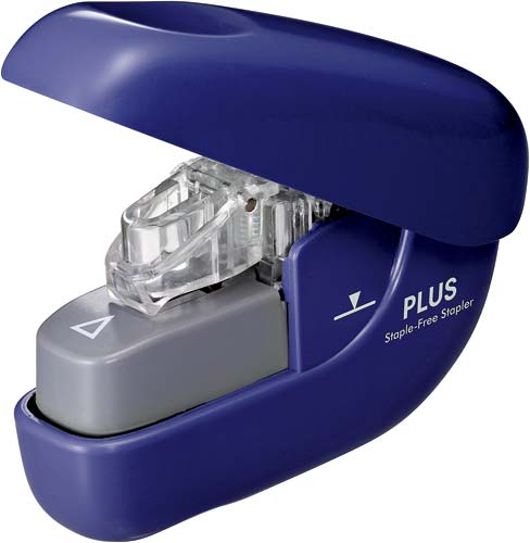 針なしホッチキス ペーパークリンチ6枚とじ青2個