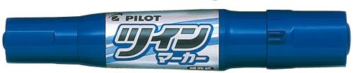 油性マーカー ツインマーカー 細・太字 青10本