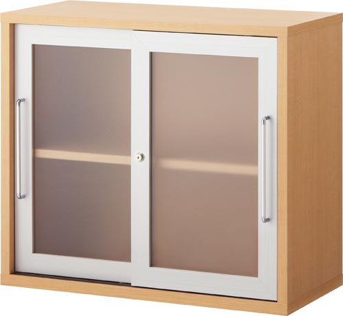 リピアノ木製収納 上下兼用2段ガラス引違い NA