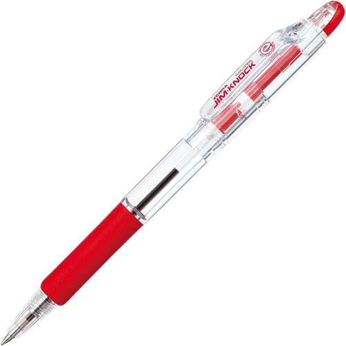 ノック式ボールペン ジムノック0.7mm 赤5本